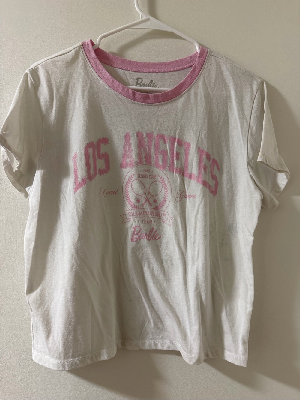 Barbie White Tee with Pink Los Angeles Graphic - Kids
